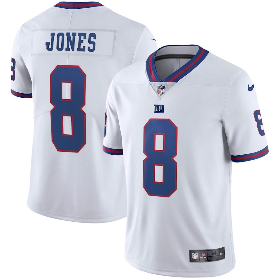 Men New York Giants #8 Daniel Jones Nike White Vapor Untouchable Color Rush Limited Player NFL Jersey